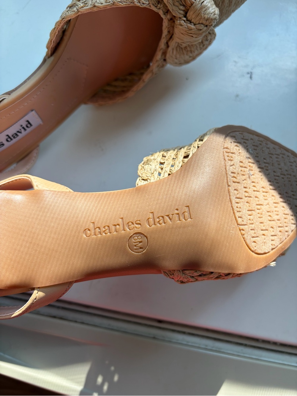 Charles David Beige Woven Slingback Pointed-Toe Heels - Picture 5 of 6